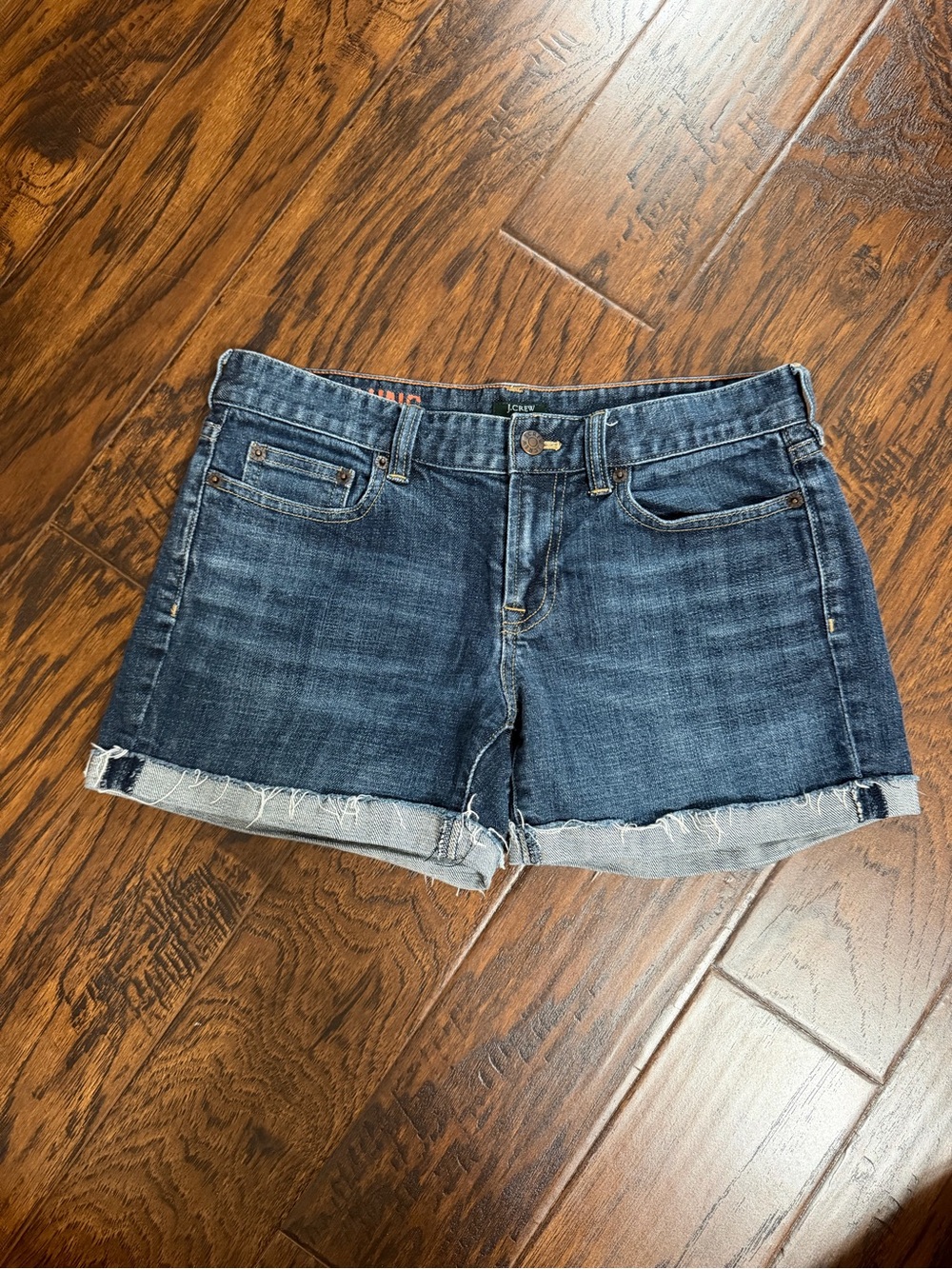 J. Crew Dark Blue Denim Cutoff Shorts with Frayed Hem Size 2